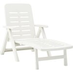 Chaise longue pliable - bains de soleil - blanc - plastique r�sistant aux intemp�ries