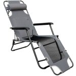 Chaise longue pliable pour camping et jardin transat inclinable avec repose - tte structure en acier ...