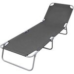 Chaise longue pliable transat bains de soleil - gris - dossier rglable - pliable