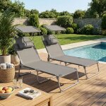 Chaise longue pliants ext�rieur appui - t�te dossier et pare - soleil r�glables pour balcon terrasse ...