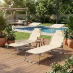 Chaise longue pliants ext�rieur dossier et pare - soleil r�glables chaises longues pour balcon terrasse ...