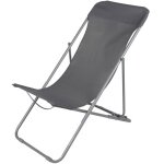 Chaise longue pliante chilienne métal gris anthracite 85x56x90cm Chaise longue pliante chilienne métal gris anthracite 85x56x90cm