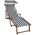Chaise longue pliante ray� bleu et blanc chilienne repose - pieds pare - soleil 10 - 317fs