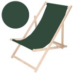 Chaise longue pliante - springos - chaise longue en bois - vert - dossier 3 positions - tissu imperm�able ...