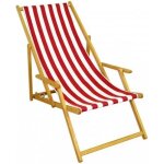 Chaise longue rayures rouge et blanc chilienne bain de soleil pliant en bois naturel 10 - 314n