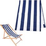 Chaises longues toile de remplacement pour chaise de plage � rayures bleues et blanches tissu de remplacement ...