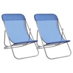 Transat - garosa - bao - 2 chaises de plage pliantes - acier enduit de poudre - textilne bleu