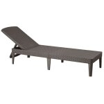 Chaise longue transat bain de soleil style rotin marron keter