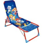 Chaise longue transat pour enfant - fun house patpatrouille - pliable - bleu et rouge