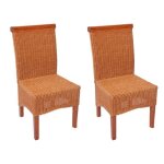 Chaises m42 salle  manger - rotin / bois - lot de 2 - marron - paille / osier / fibre naturelle