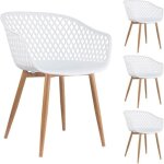 Lot de 4 chaises madeira pour salle à manger ou cuisine au design retro avec accoudoirs coque plastique ... Lot de 4 chaises madeira pour salle à manger ou cuisine au design retro avec accoudoirs coque plastique ...