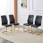 Chaises � manger scandinaves en cuir pu noir (4 pi�ces par carton) ? avec appui - dos en optique r�seau ...