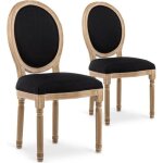 Lot de 2 chaises m�daillon louis xvi tissu noir