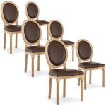 Lot de 6 chaises m�daillon louis xvi vintage simili marron