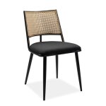 Chaise m�tal noir dossier cannage schiller