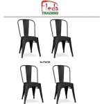 Chaise en m�tal de style industriel - chic package de 4 pieces tolix design mat noir