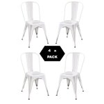 Chaise en m�tal de style industriel pour la maison restaurant bar pizzerie. set 4 chaises couleur blanche ...