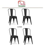 Chaise en m�tal de style industriel pour la maison restaurant bar pizzerie. set 4 chaises couleur noir ...