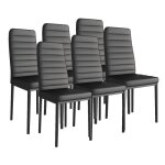 Chaises noires design rembourres en simili cuir bandeau blanc - kosmi - lot de 6
