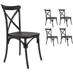 Lot de 4 chaises noires style bistrot en résine polypropylène Lot de 4 chaises noires style bistrot en résine polypropylène