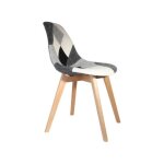 Chaise patchwork noir et blanc h 85 x p 54 x l 4650 cm pieds en bois brut design scandinave