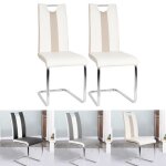 Chaise pied luge - errolves - lot de 2 - blanc et beige - confortable et élégante Chaise pied luge - errolves - lot de 2 - blanc et beige - confortable et élégante