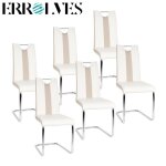 Errolves®chaise pied luge - chaise salle à manger - (blanc + beige) - lot de 6 Errolves®chaise pied luge - chaise salle à manger - (blanc + beige) - lot de 6