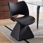 Chaise pivotante de salle � manger avec dossier haut rembourr� m�tal et bois simili cuir noir 54x48x84 ...