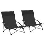 Chaises de plage pliables - vidaxl - noir - tissu oxford et acier - confort optimal