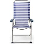 Chaise de plage pliante solenny 5 positions dossier anatomique bleu blanc Chaise de plage pliante solenny 5 positions dossier anatomique bleu blanc