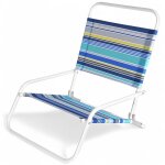 Chaise de plage pliante - vilde - 51x54x61 cm - hauteur si�ge 18 cm - charge 110 kg - m�tal blanc - tissu ...