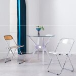 Chaise pliante blanche de salle  manger en panneau acrylique - scandinave moderne - dossier ergonomique ...