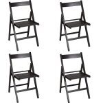 Chaise pliante en bois de luxe noir - set de 4 - antirouille - pour int�rieur et ext�rieur