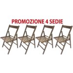 Chaises pliantes - bois massif - lot de 4 - style campagne - noyer