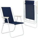 Chaise pliante de camping de plage springos - bleu fonc - acier thermolaqu - polyester - 52x59x80 cm ...