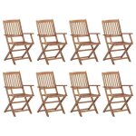 Chaises pliantes dext�rieur en bois - vidaxl - lot de 8 - bois dacacia massif - 54x61x88 cm d�pli�e
