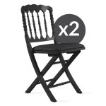 Chaises pliantes napolon noires - lot de 2 - bois - haut de gamme et design