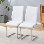 Chaises en pu blanc 2 ensembles. chaise en m�tal argent�. convient pour les bureaux salle � manger cuisines ...