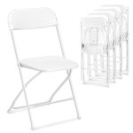 Chaises de rception pliantes ? 4 chaises dappoint en plastique et mtal blanc