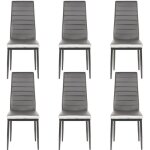 Chaises romane grises liser� blanc - lot de 6 - salle � manger 40x39x98cm