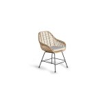 Chaises en rotin et mtal - giner y colomer - lot de 2 - coussins inclus - beige