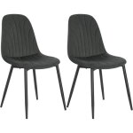 Chaises de salle � manger lot de 2 chaise de cuisine en velours assise rembourr�e pieds en m�tal gris ...