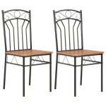 Chaises de salle  manger - lot de 2 - marron - mdf - design classique - intrieur