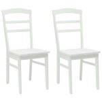 Les soldes chaise de salle � manger (2 pcs) - cloud - chaises � dossier haut - blanc bois de caoutchouc ...