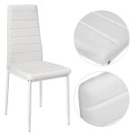 Chaises de salle � manger - lot de 2 - pieds en m�tal blanc - simili cuir - design contemporain