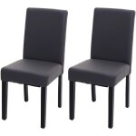 Chaises de salle  manger - lot de 2 - simili - cuir gris mat - pieds en bois massif - design contemporain ...