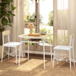 Chaise salle � manger lot de 2 - table de cuisine encastrable - rangement int�gr� - m�tal & mdf - 70x70x75cm ...