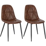 Chaise de salle � manger 2x chaise salon en simili cuir avec pieds en m�tal assise rembourr� marron 0956by ...