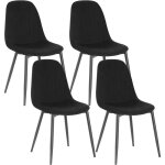 Chaises de salle � manger lot de 4 chaise de cuisine en velours assise rembourr�e pieds en m�tal noir ...