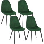 Chaises de salle � manger lot de 4 chaise de cuisine en velours assise rembourr�e pieds en m�tal vert ...